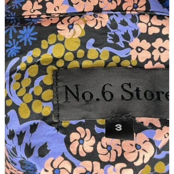 NO 6 STORE Sz 3 L Floral Annick Dress A-Line Cotton Shirt Dress - Picture 2 of 7